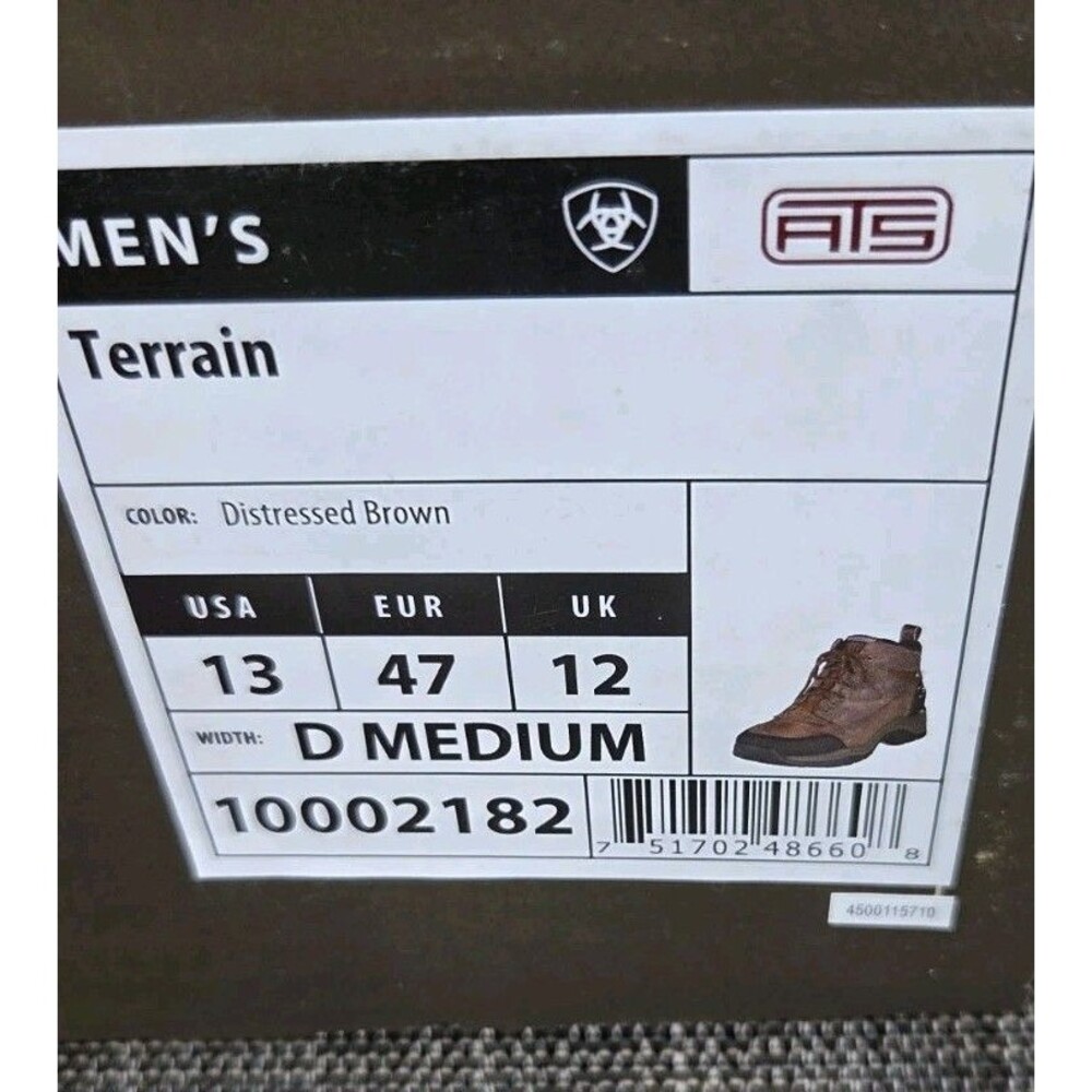 Mens Size 13D Ariat Terrain Boots Distressed Brown NWT  In Box